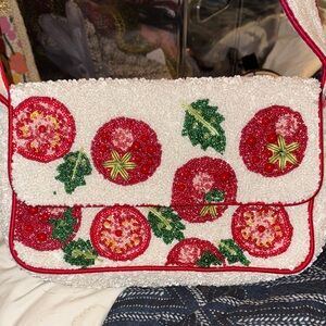 Beaded Tomato Design Women's Bag